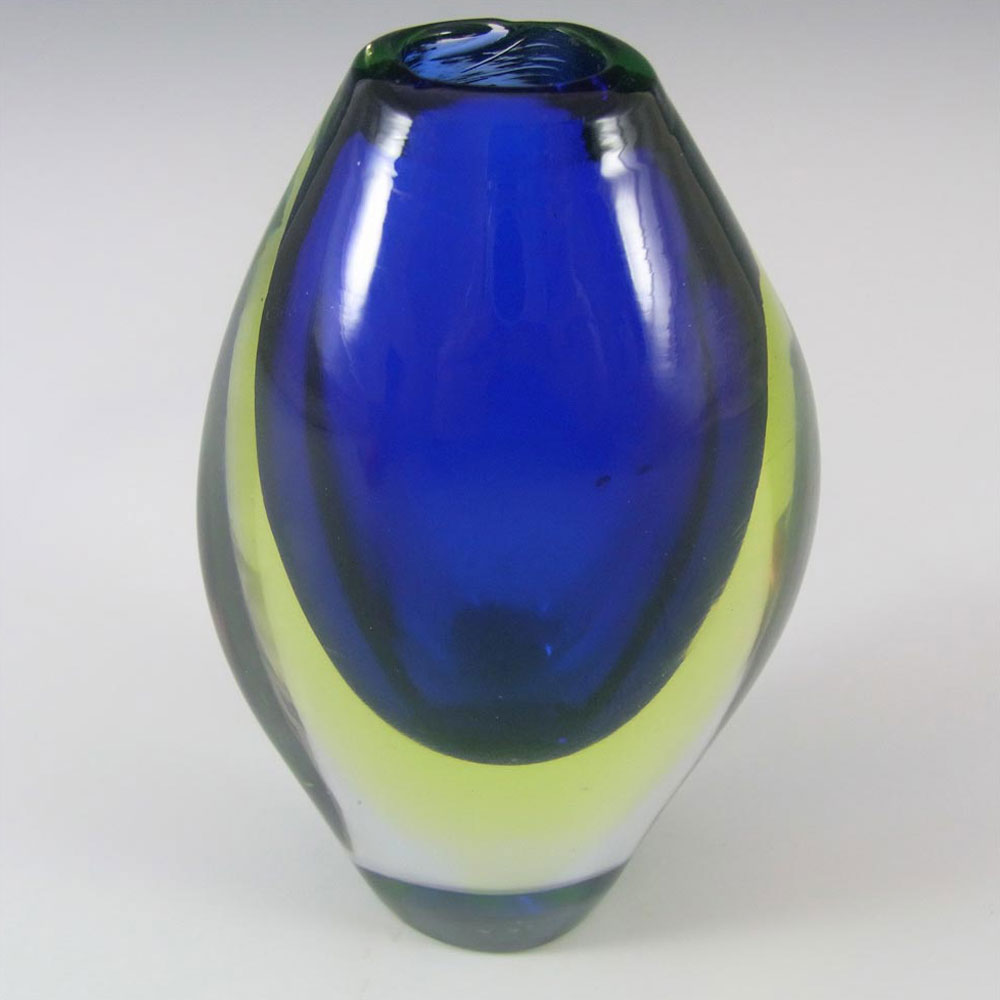 (image for) Murano/Venetian Blue & Uranium Green Sommerso Glass Vase - Click Image to Close