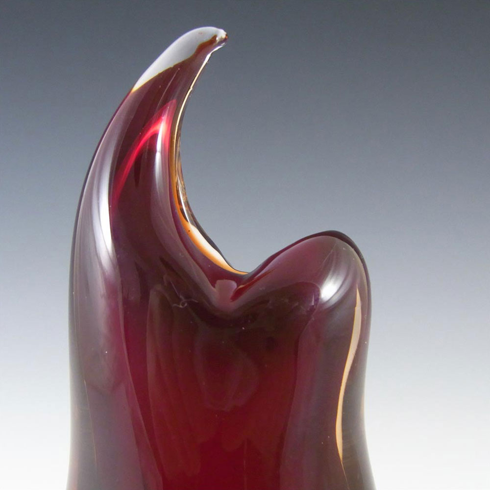 (image for) Murano/Venetian Red & Peach Sommerso Glass Vase - Click Image to Close