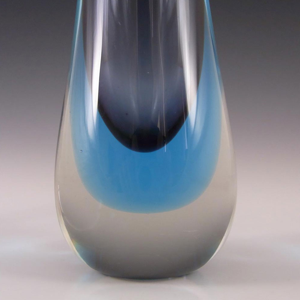 Thai Murano Style Purple & Blue Sommerso Glass Stem Vase - Click Image to Close