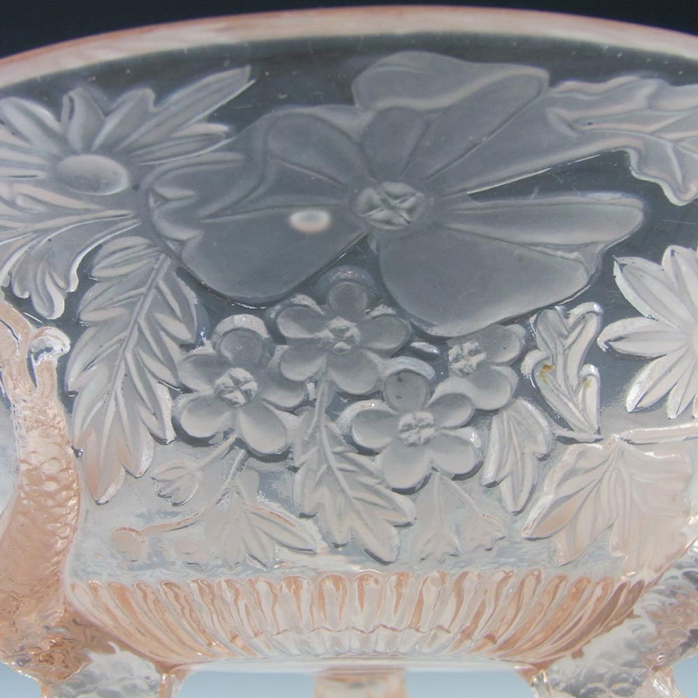 (image for) Sowerby #1544 Art Deco 1930's Pink Glass 'Dolphin' Bowl - Click Image to Close