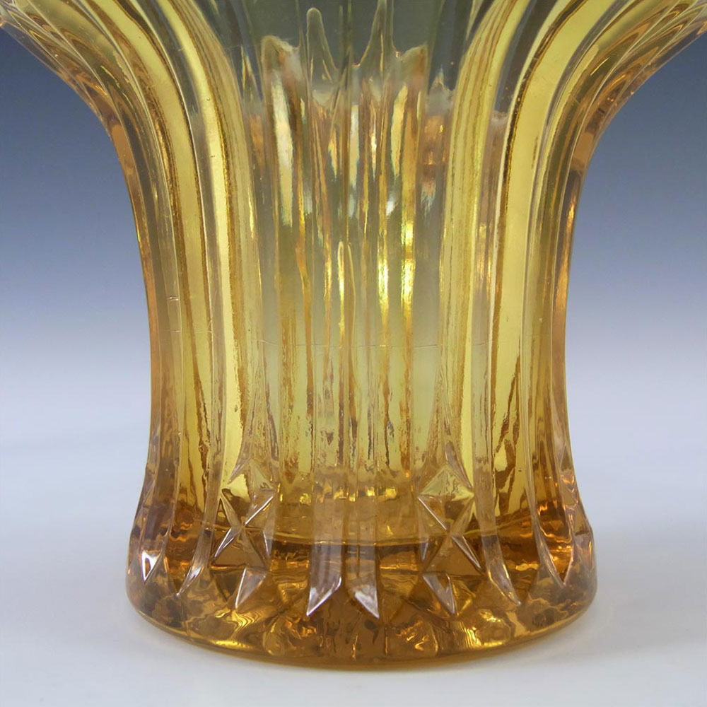 (image for) Sowerby #2505 Art Deco 1930's Amber Glass Lily Posy Vase - Click Image to Close