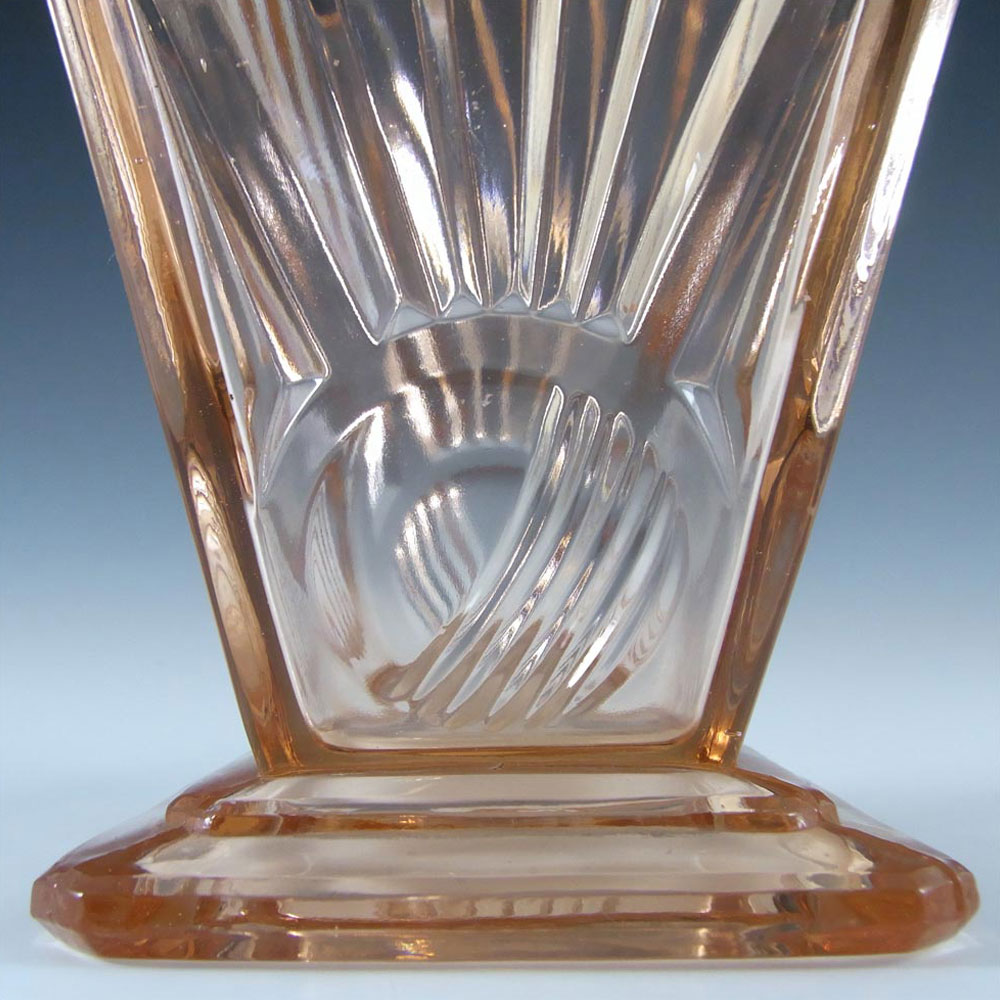 (image for) Sowerby Art Deco Pink Glass "Sunburst/Sunray" Vase - Marked - Click Image to Close