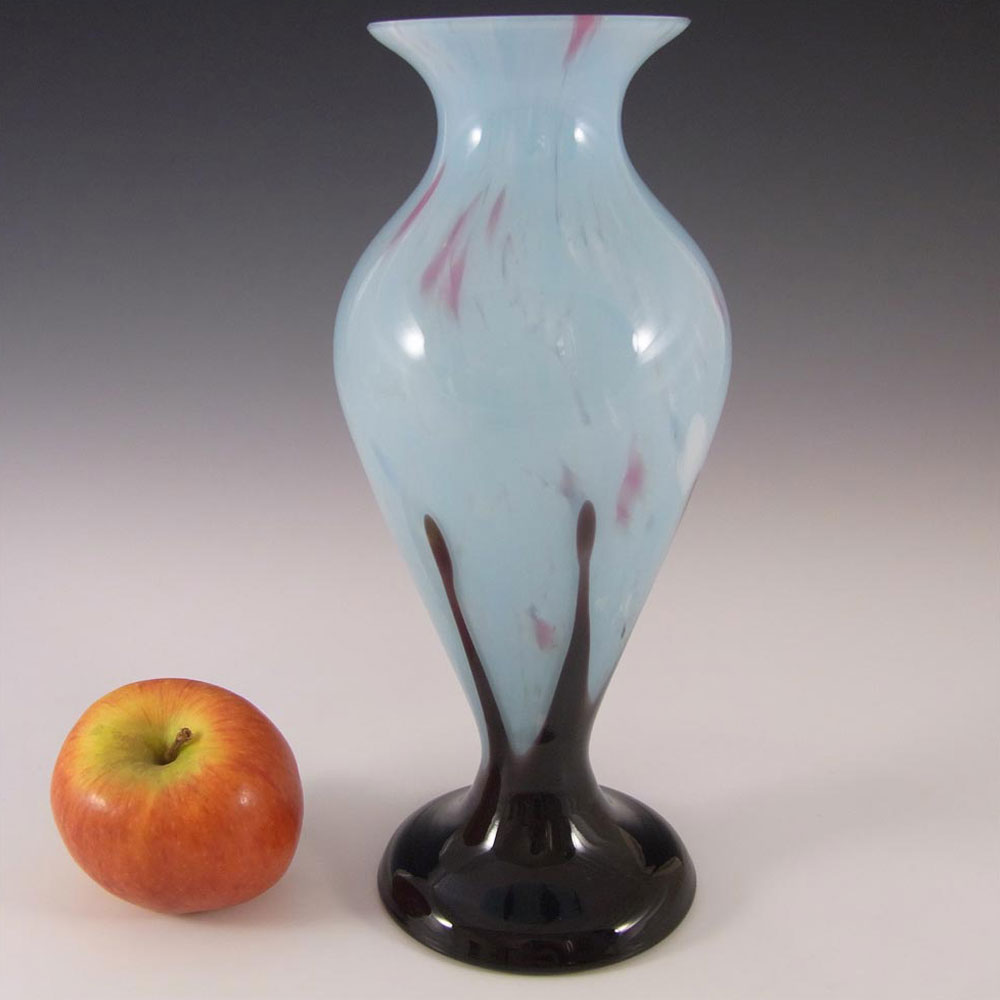 (image for) Czech 1930's Blue + Black Spatter/Splatter Glass Vase - Click Image to Close