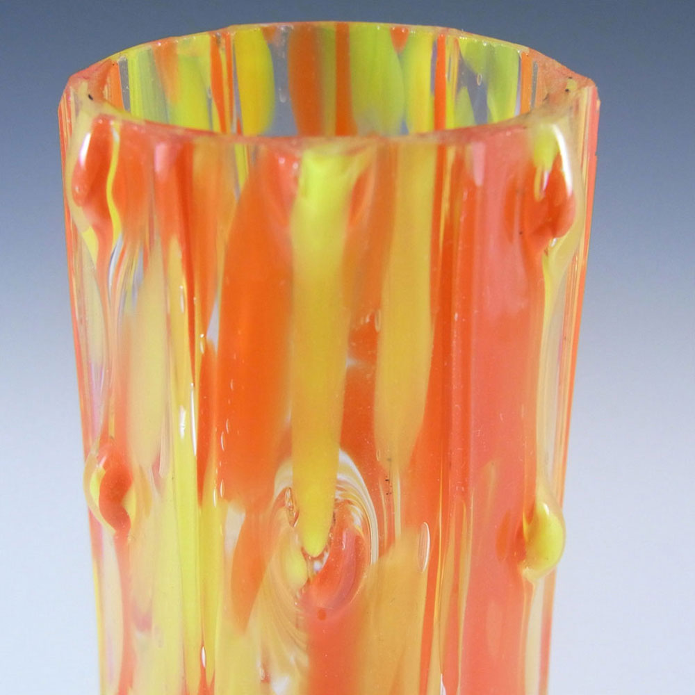 Czech 1930's Red & Yellow Spatter Glass Vase - Click Image to Close