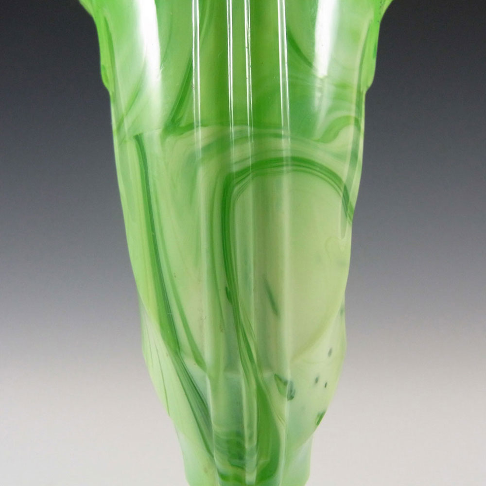 Stölzle Czech Art Deco or Victorian Green Slag Glass Vase - Click Image to Close