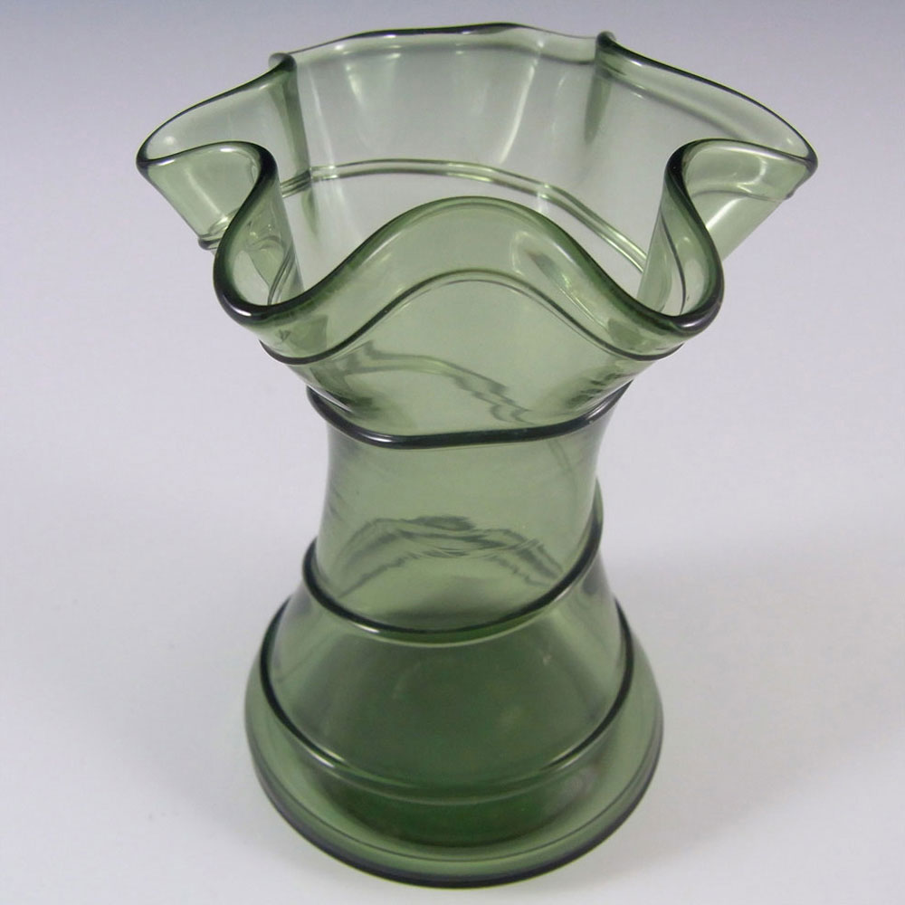 (image for) Victorian Antique Green Glass Vase with Applied Trailing - Click Image to Close