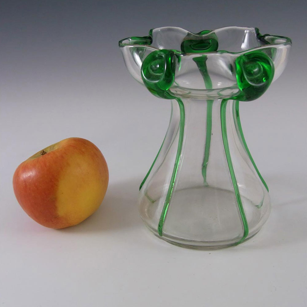 (image for) Victorian Green & Clear Glass Peacock Eye Trails / Cairngorm Vase - Click Image to Close