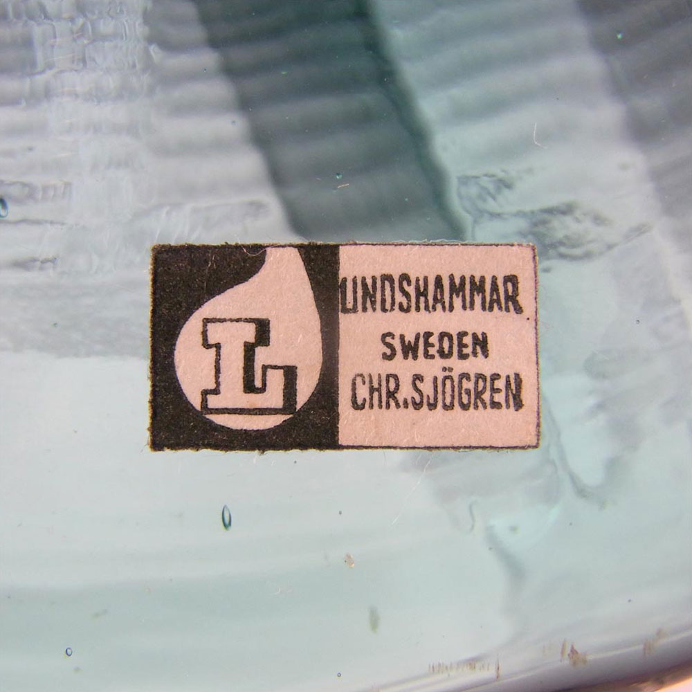 (image for) Lindshammar Large Swedish Turquoise Glass Suncatcher - Label - Click Image to Close