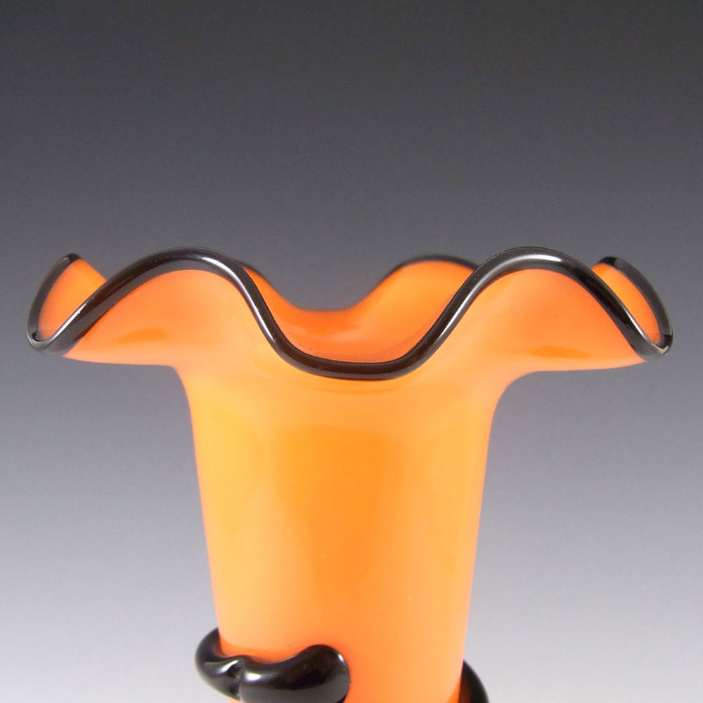 Welz Czech Art Deco Orange & Black Tango Glass Vase - Click Image to Close