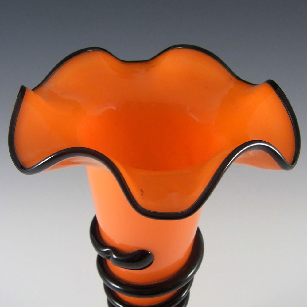 Welz Czech Art Deco Orange & Black Tango Glass Vase - Click Image to Close
