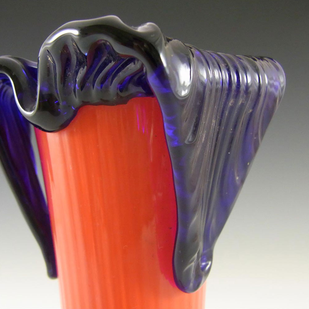 (image for) Czech / Bohemian Vintage Red & Blue Glass Tango Vase - Click Image to Close