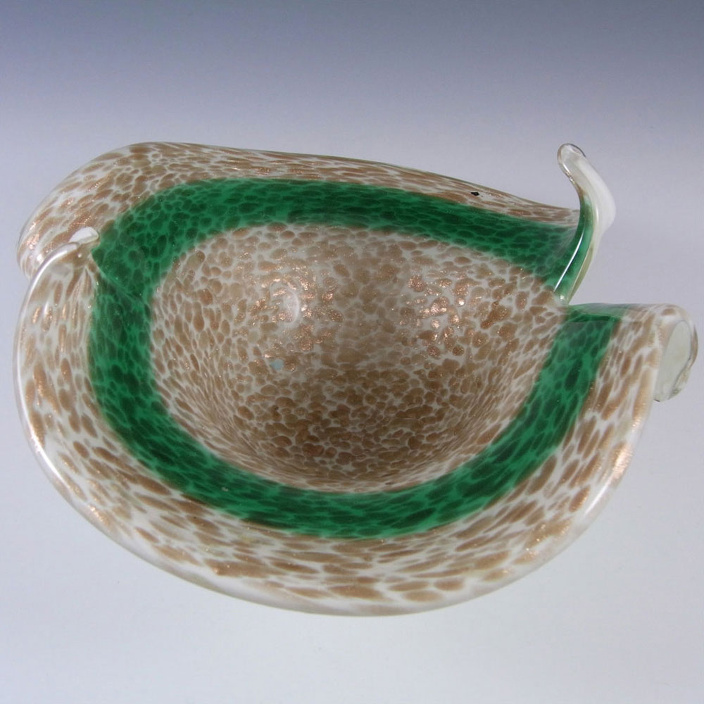 (image for) Fratelli Toso Murano Copper Aventurine Green Glass Bowl - Click Image to Close