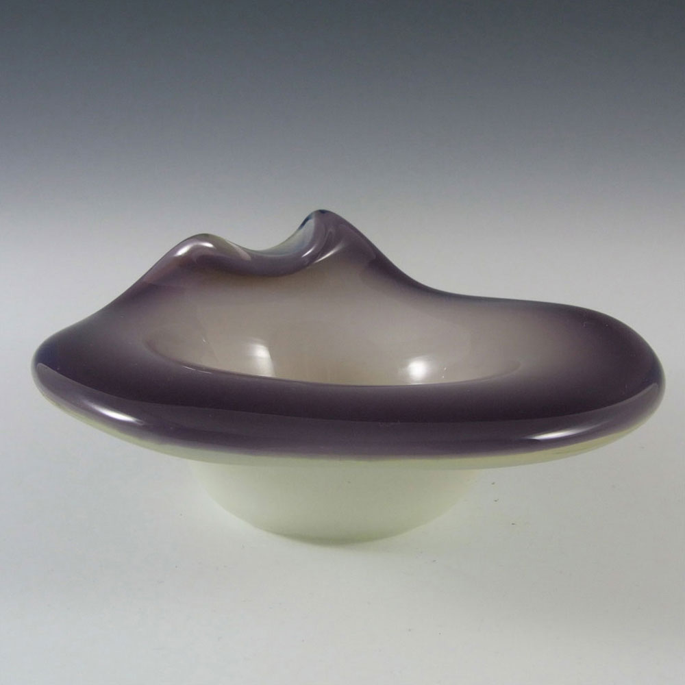 (image for) Fratelli Toso Murano Purple & White Glass Bowl - Label - Click Image to Close