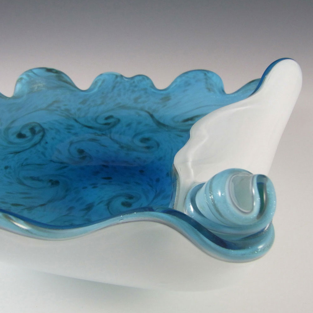 Fratelli Toso Murano Aventurine Blue Glass "Starry Night" Bowl - Click Image to Close
