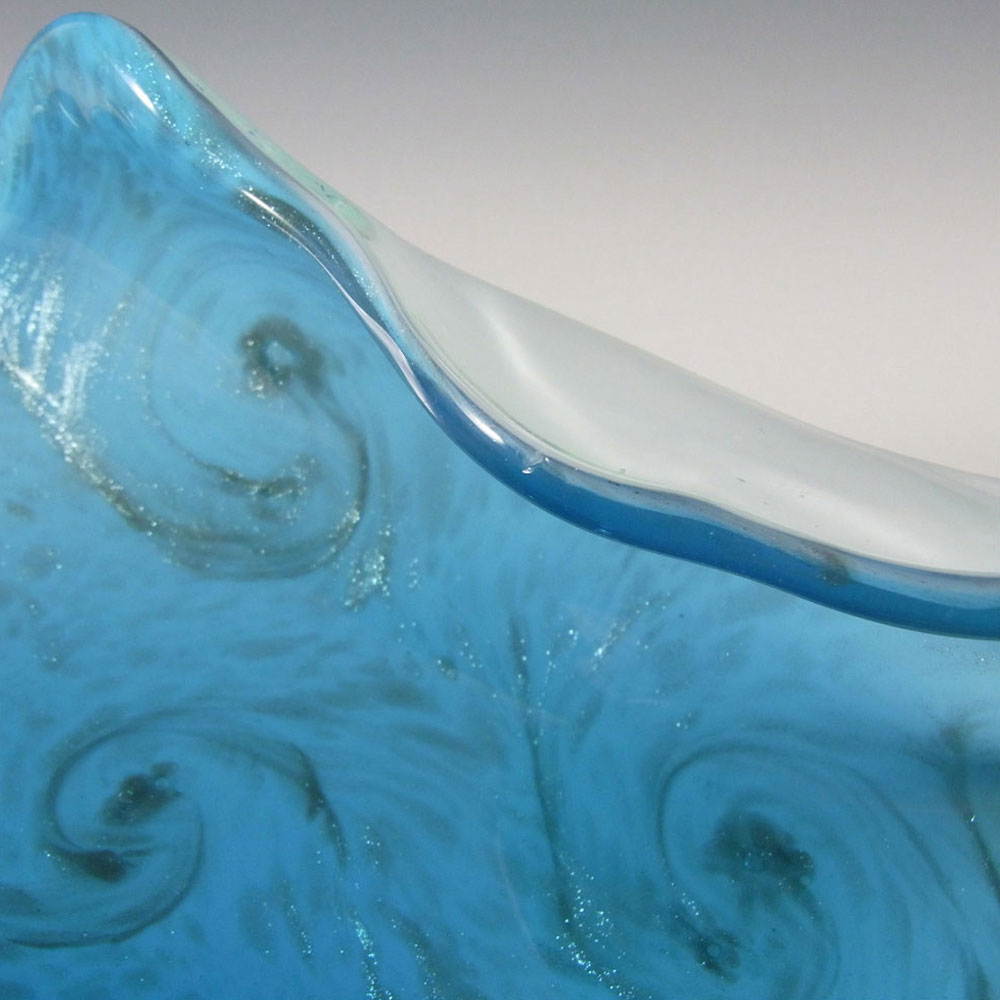 Fratelli Toso Murano Aventurine Blue Glass "Starry Night" Bowl - Click Image to Close