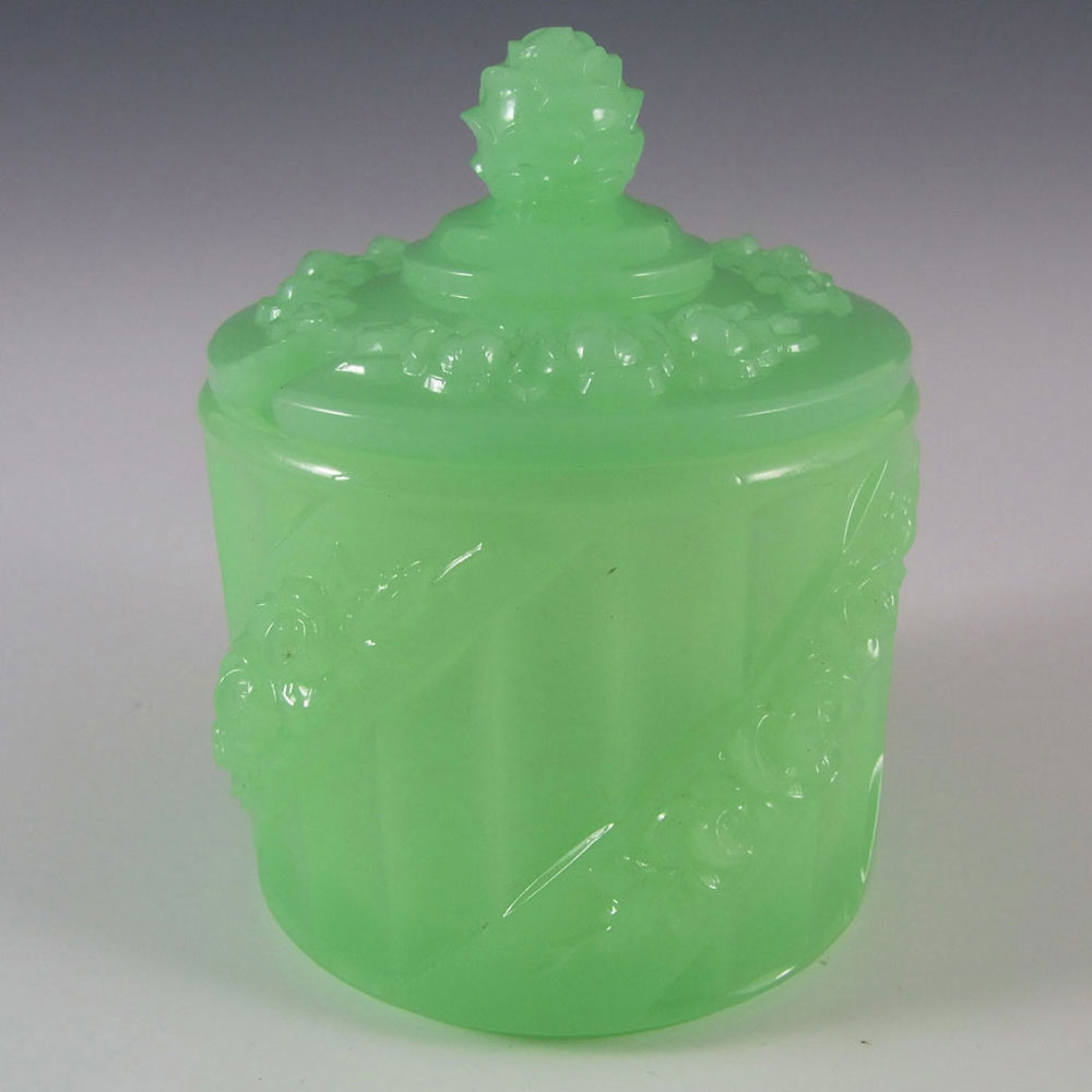 (image for) S. Reich Czech Art Deco Uranium Jade Green Glass Pot/Dish - Click Image to Close
