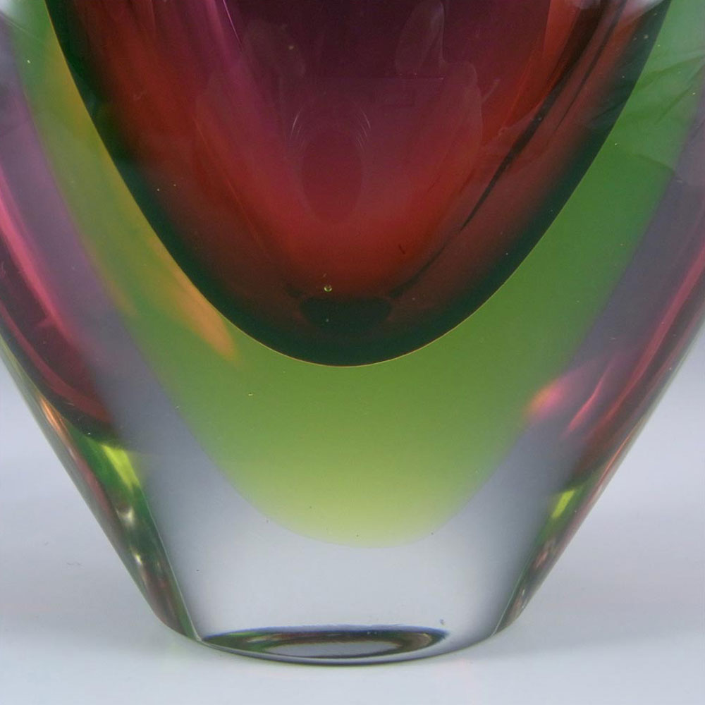 HUGE Murano Purple & Uranium Green Sommerso Glass Vase - Click Image to Close