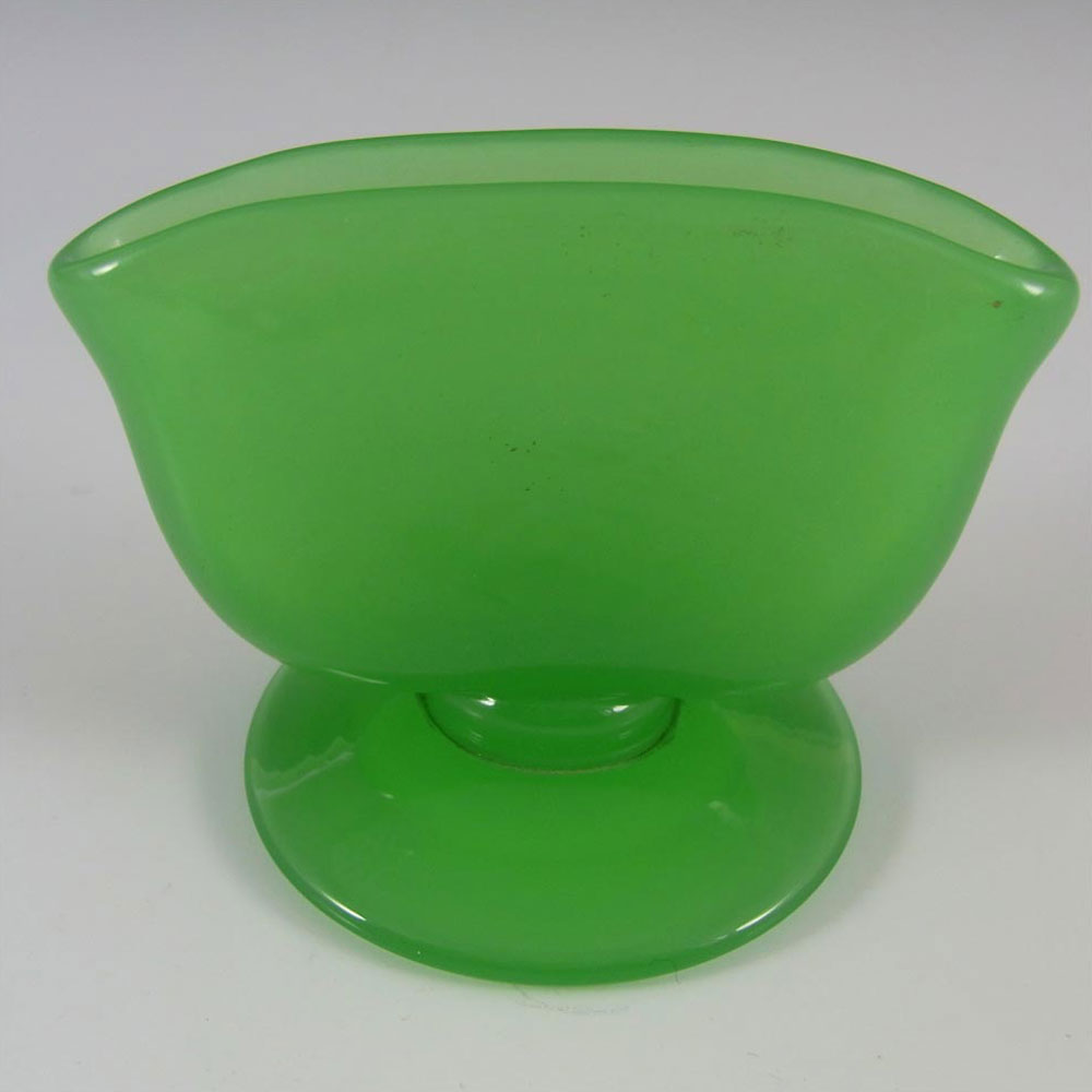 Victorian Uranium Jade Green Glass Toothpick Holder/Vase - Click Image to Close