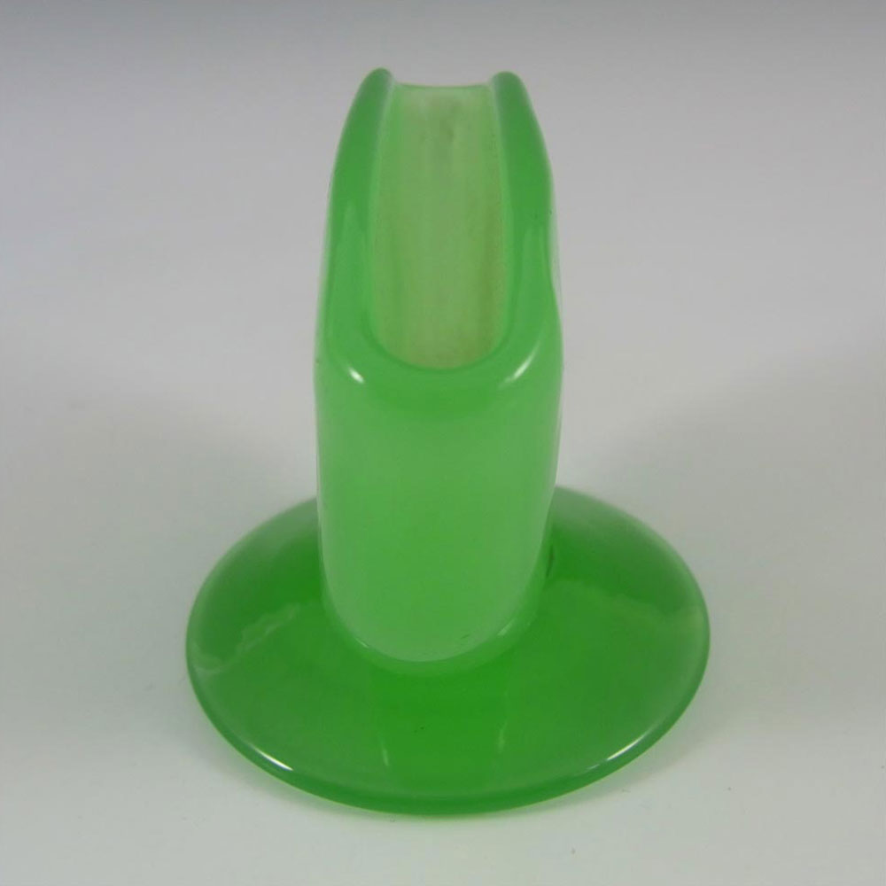 (image for) Victorian Uranium Jade Green Glass Toothpick Holder/Vase - Click Image to Close