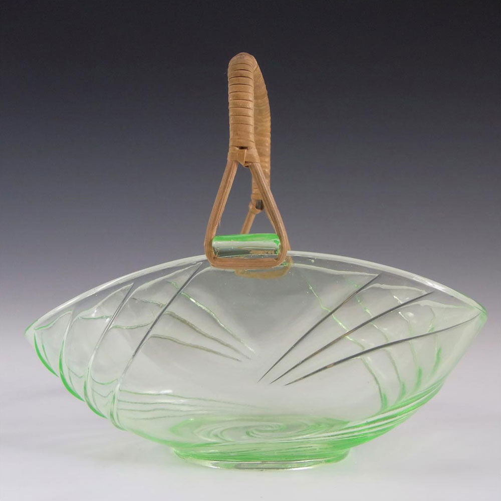 (image for) Walther Art Deco Uranium Green Glass Viktoria Basket/Bowl - Click Image to Close