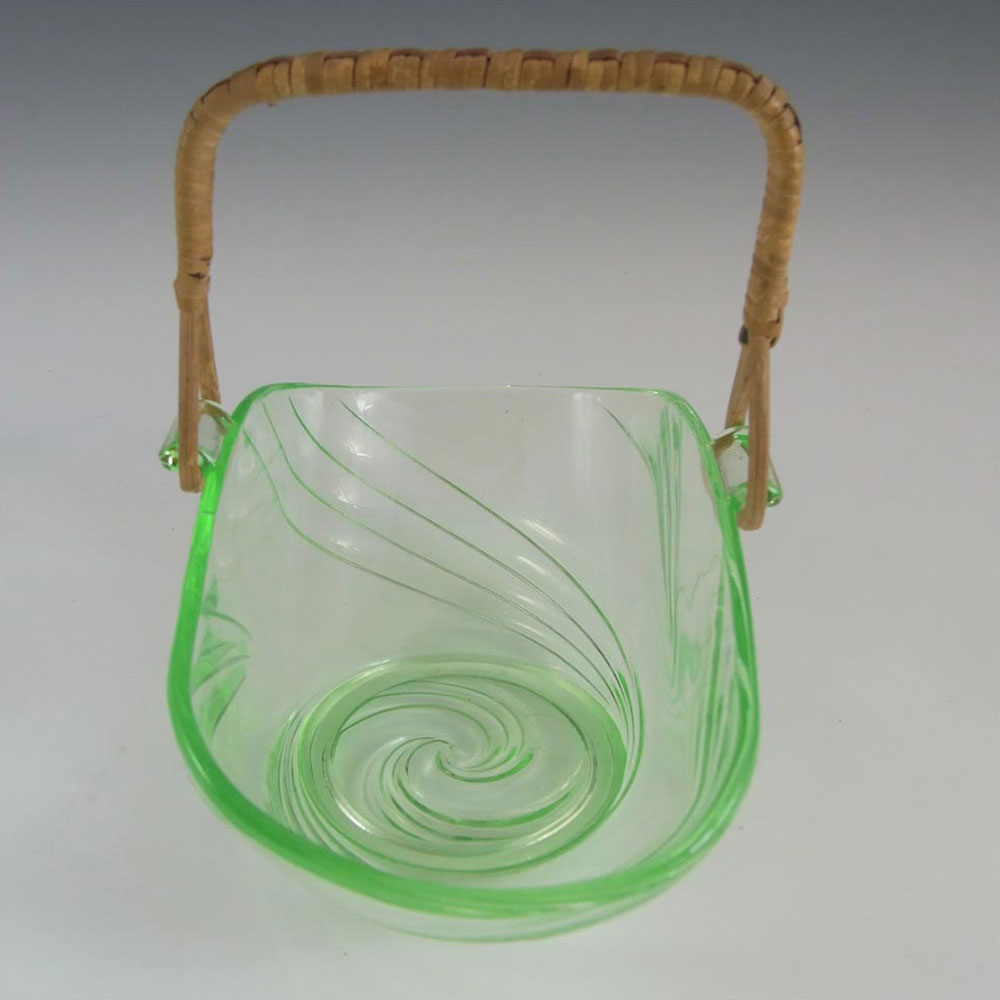 (image for) Walther Art Deco Uranium Green Glass Viktoria Basket/Bowl - Click Image to Close