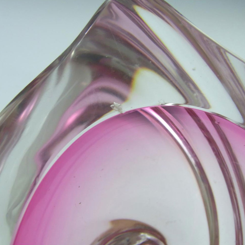 Val St-Lambert Belgium Cranberry Pink Glass Bowl - Signed - Click Image to Close