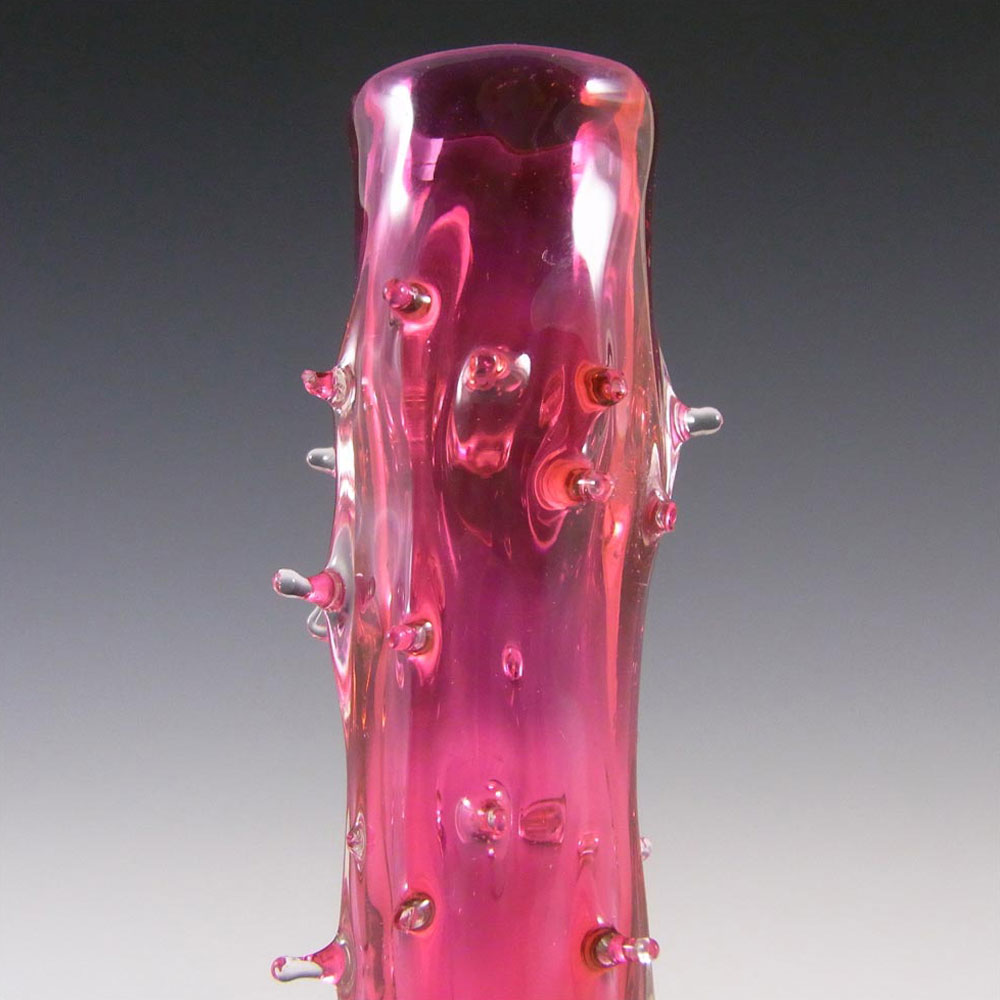 (image for) Victorian Cranberry & Vaseline/Uranium Glass Thorn Vase - Click Image to Close