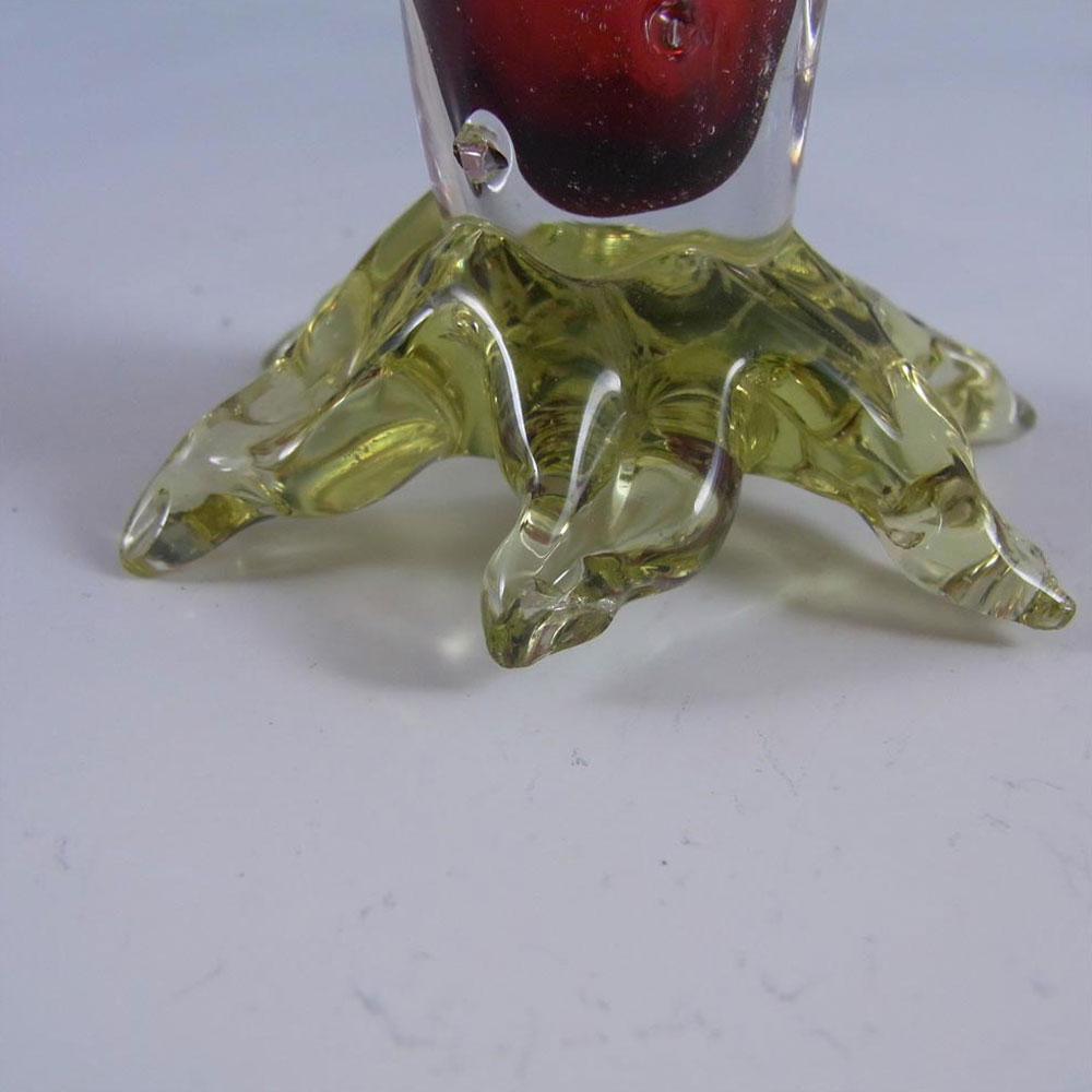 (image for) Victorian Cranberry & Vaseline/Uranium Glass Thorn Vase - Click Image to Close