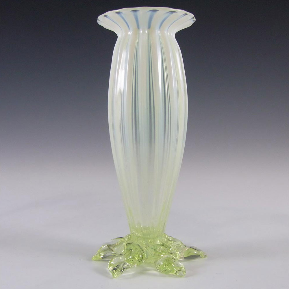 (image for) Pair of Victorian 1890's Vaseline/Uranium Glass Vases - Click Image to Close
