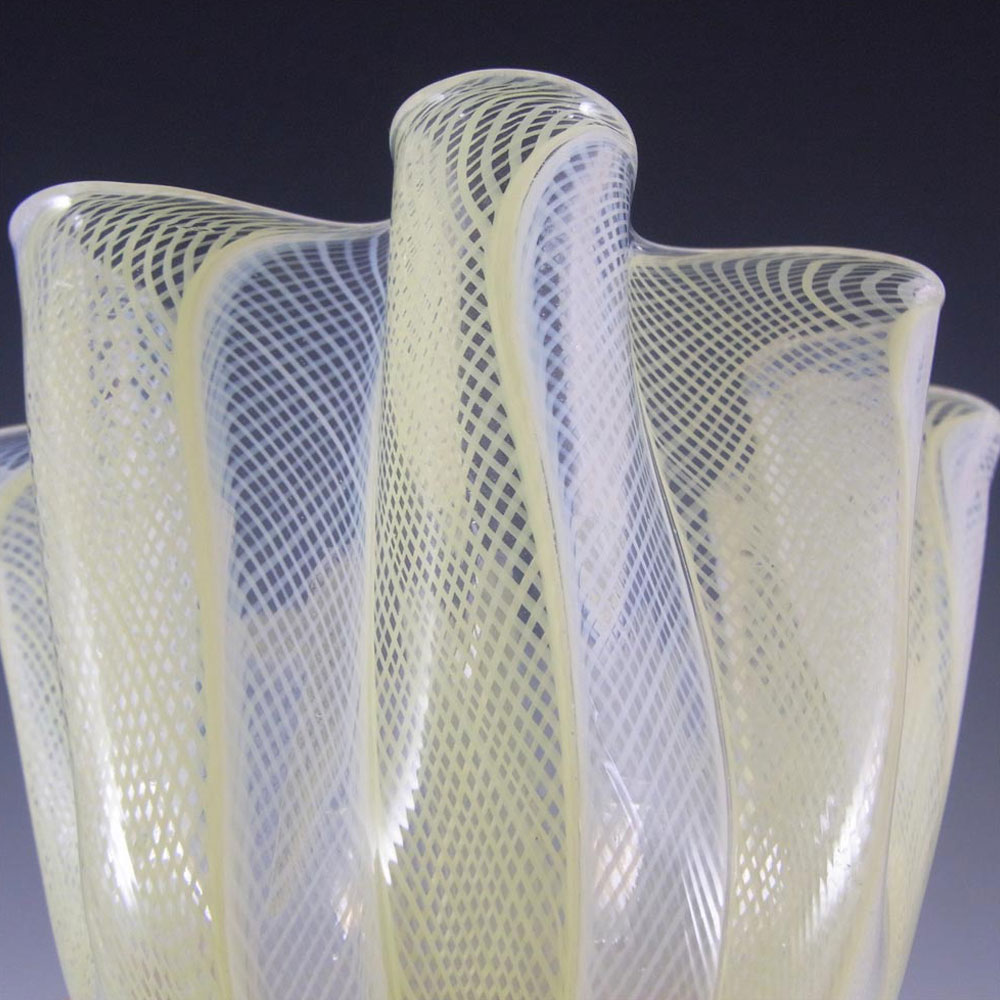 Venini Murano Glass Zanfirico Fazzoletto Vase - Marked - Click Image to Close