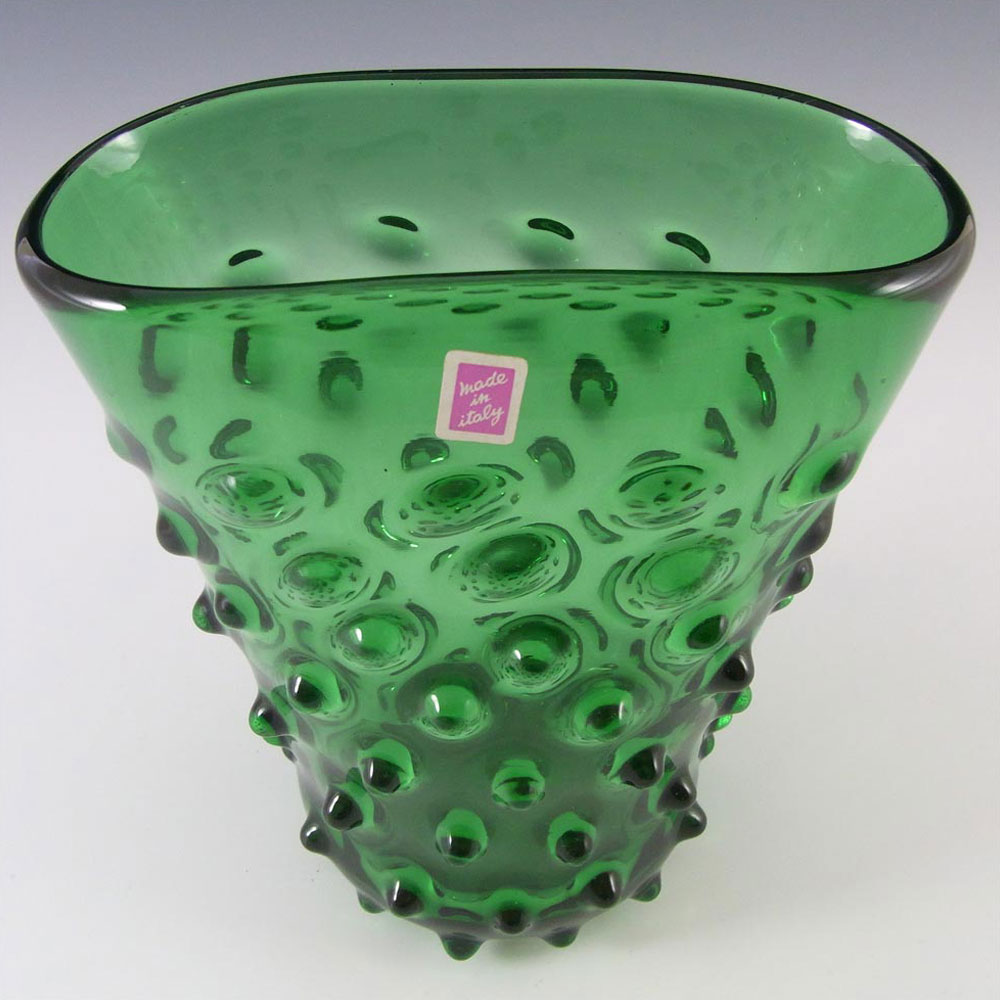 (image for) Empoli Verde Italian Green Glass Spikey Seed Vase - Label - Click Image to Close