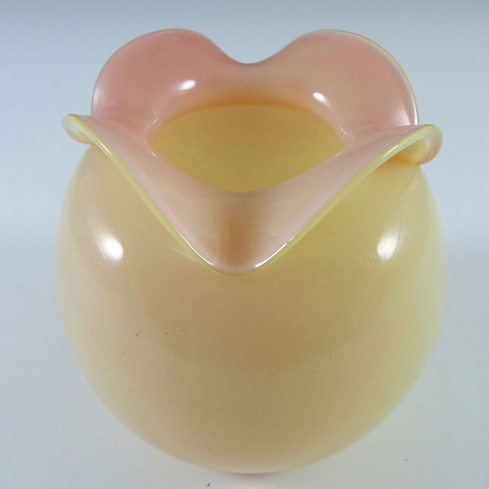 (image for) Victorian Uranium Custard Glass Pink Rose Bowl / Posy Vase - Click Image to Close