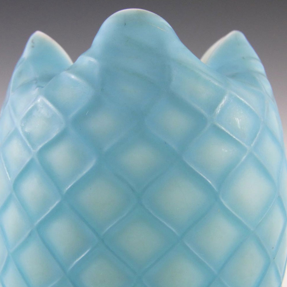 (image for) Victorian Style Satin Cased Glass Blue & White Diamond Quilted Vase - Click Image to Close