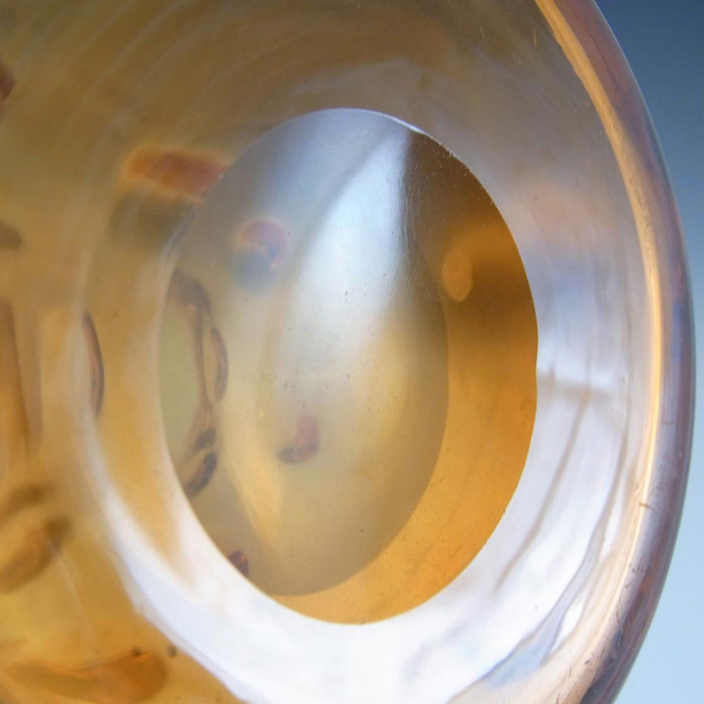 Thomas Webb Stourbridge Amber Glass Bullseye Vase - Marked - Click Image to Close