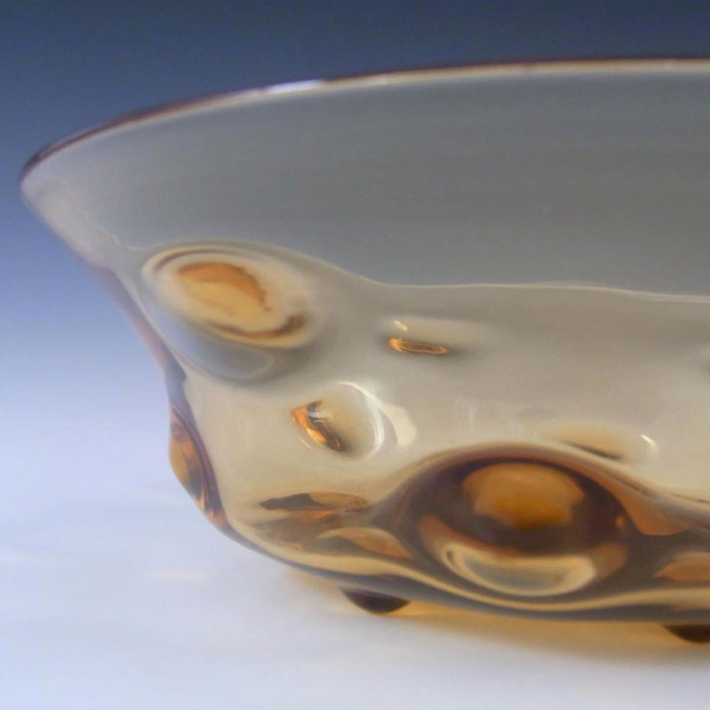 (image for) Thomas Webb Stourbridge Amber Glass Bowl - Marked - Click Image to Close