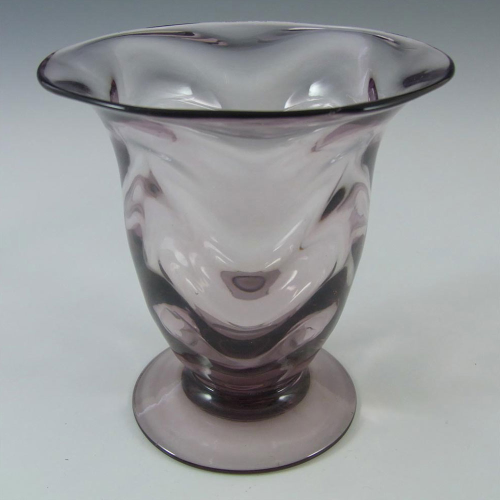 Thomas Webb Amethyst Glass 'Venetian Ripple' Vase - Marked - Click Image to Close