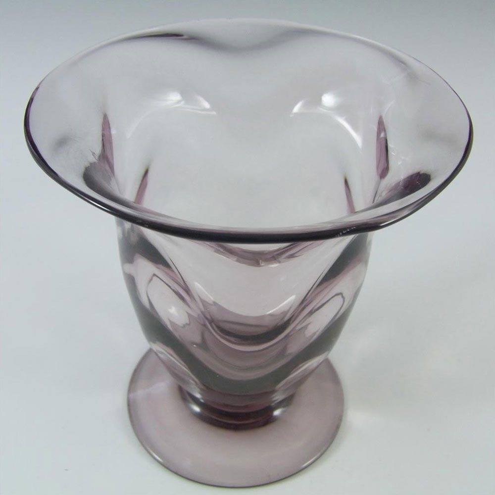 (image for) Thomas Webb Amethyst Glass 'Venetian Ripple' Vase - Marked - Click Image to Close