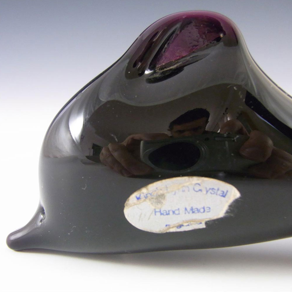 Wedgwood Purple Glass Lilliput Dolphin Paperweight - Label - Click Image to Close