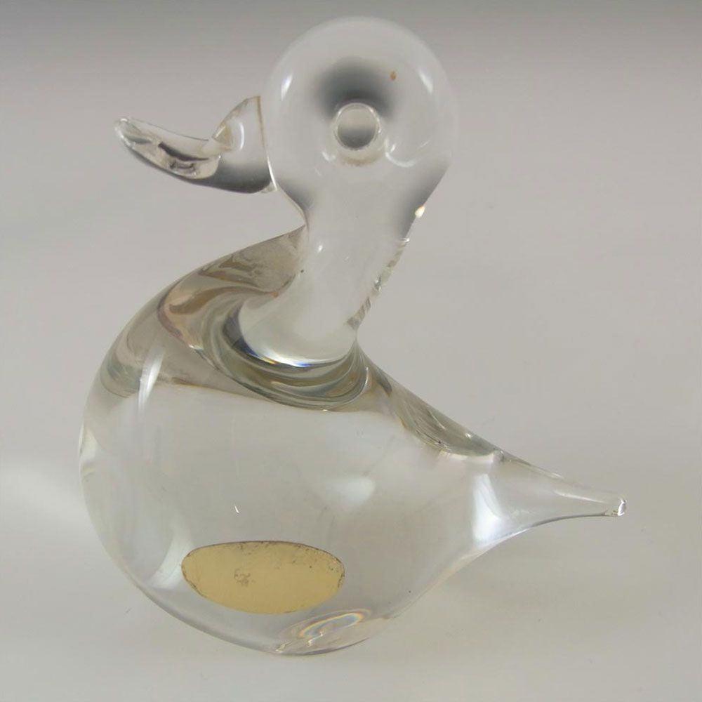 Wedgwood Clear Glass 'Lilliput' Duck Paperweight - Label - Click Image to Close