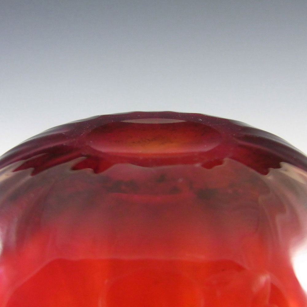(image for) Whitefriars #9420 1950's Ruby Red Glass 6" Flanged Vase - Click Image to Close