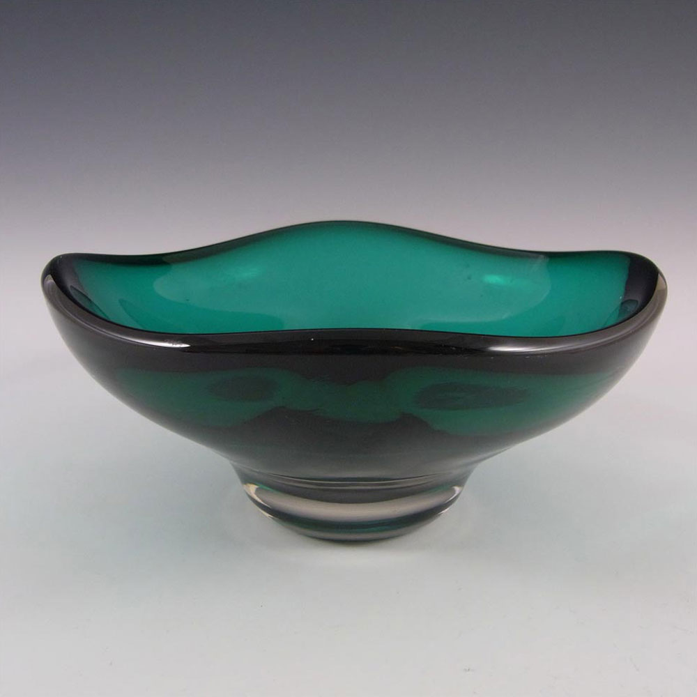 (image for) Whitefriars #9517 Cased Green Four Sided Glass Bowl - Click Image to Close