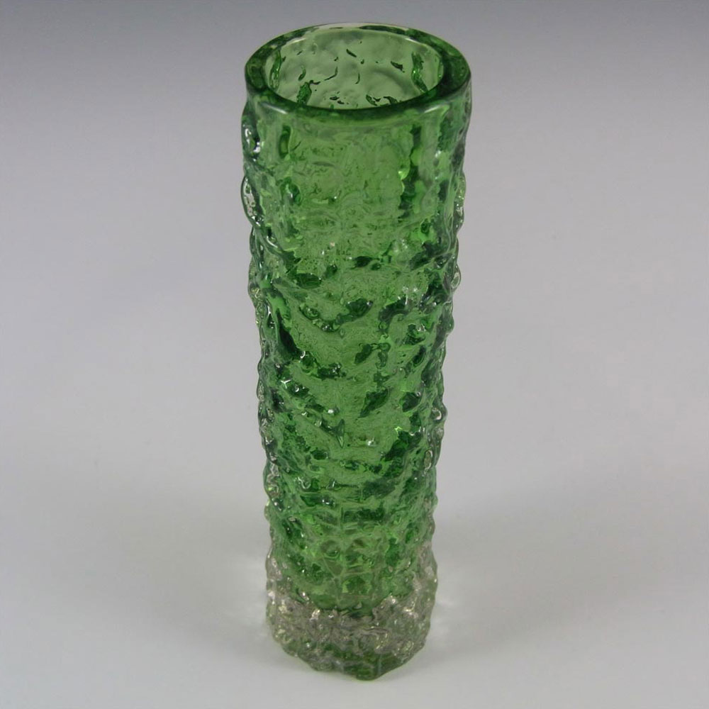 Whitefriars #9729 Baxter Green Glass 5.75" Textured Bark Vase - Click Image to Close