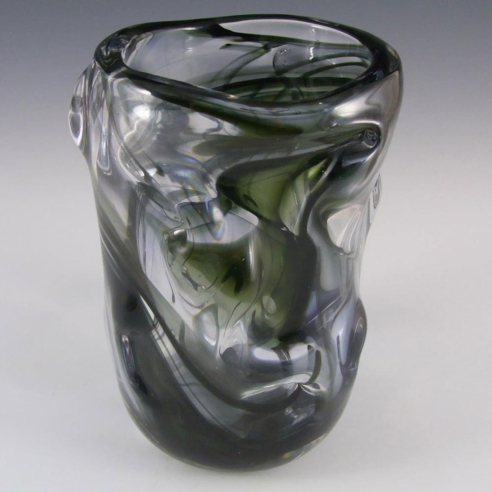 Whitefriars #9609 Wilson/Dyer Streaky Green Glass Knobbly Vase - Click Image to Close