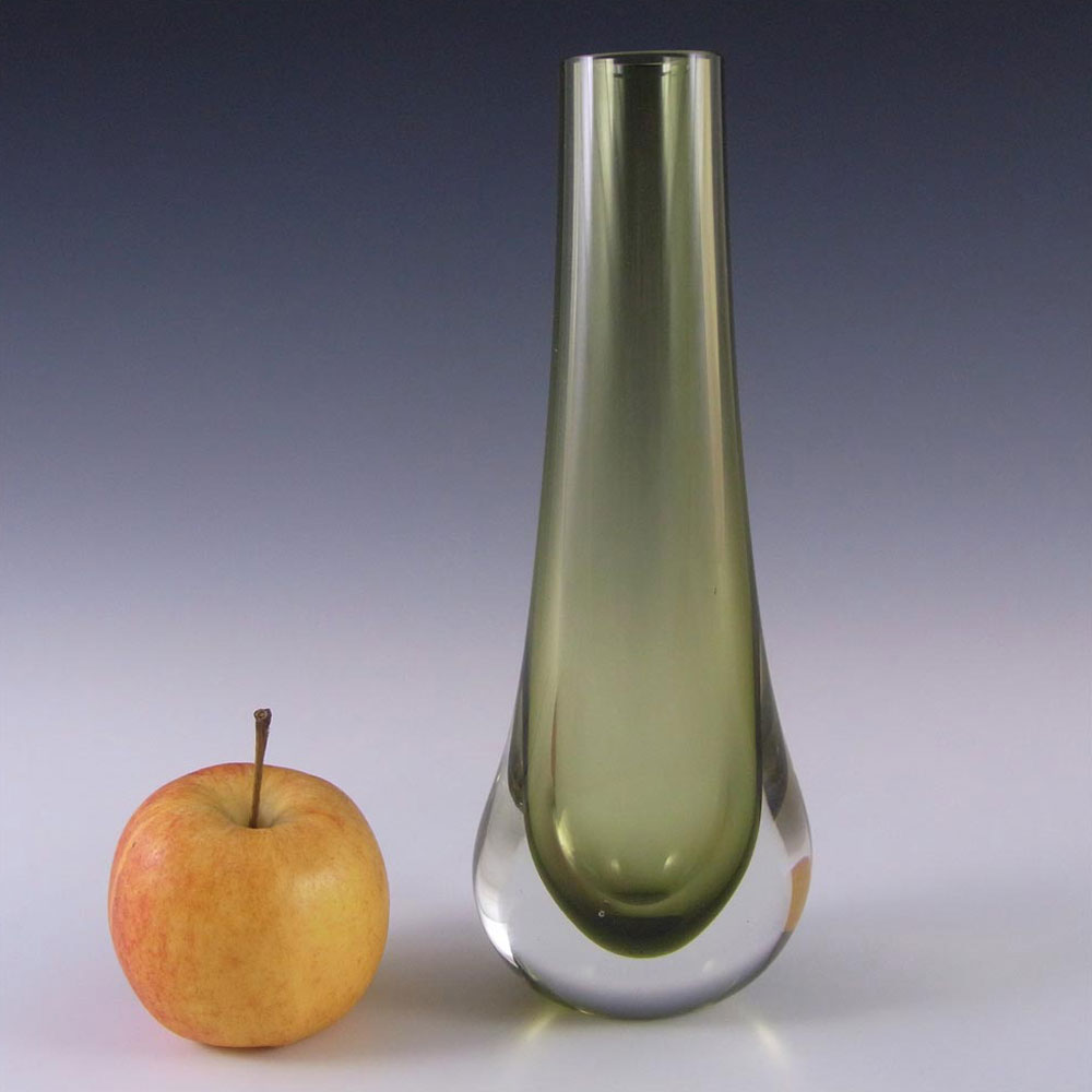 (image for) Whitefriars #9571 Sage Green Glass Teardrop Vase - Click Image to Close