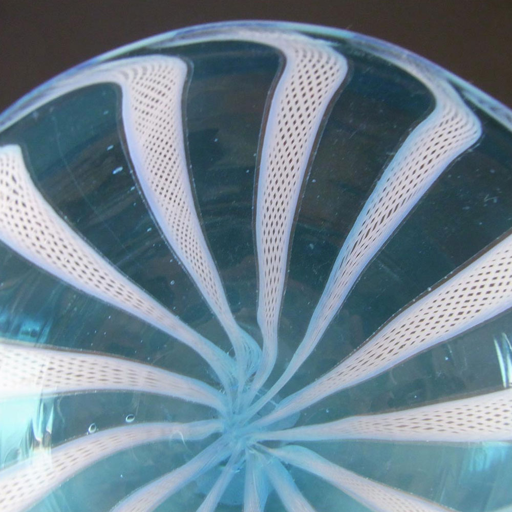 (image for) Murano Blue & White Glass Zanfirico Filigree Bowl - Click Image to Close