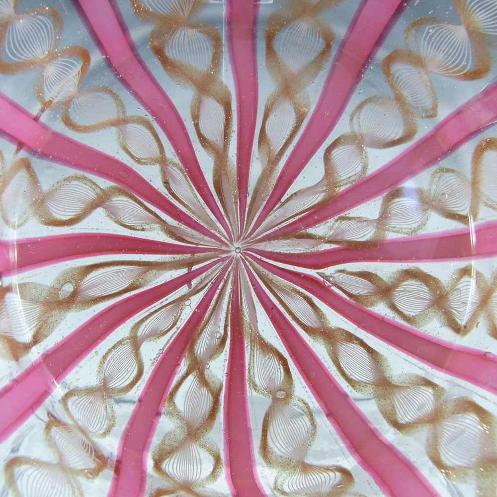 (image for) Salviati Zanfirico & Aventurine Pink Glass Plate - Click Image to Close