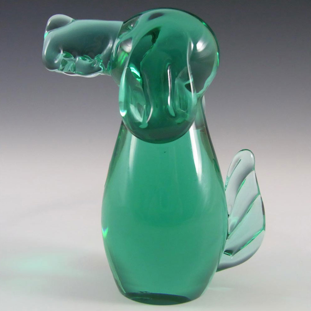 (image for) Zelezny Brod Sklo Czech Green Glass Dog - Labelled - Click Image to Close