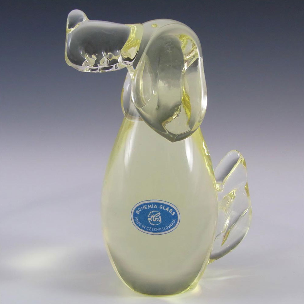 (image for) Zelezny Brod Sklo Czech Citrine Glass Dog - Labelled - Click Image to Close