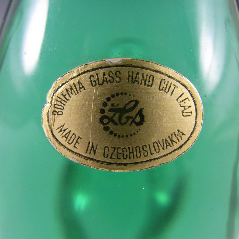 (image for) Zelezny Brod Sklo Czech Green Glass Dog - Labelled - Click Image to Close