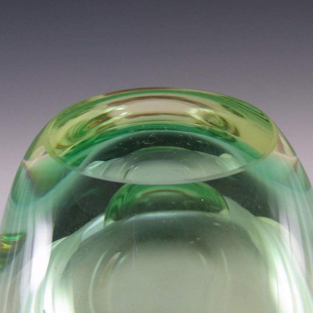 (image for) Zelezny Brod Czech Green + Citrine Glass Basket Sculpture - Click Image to Close